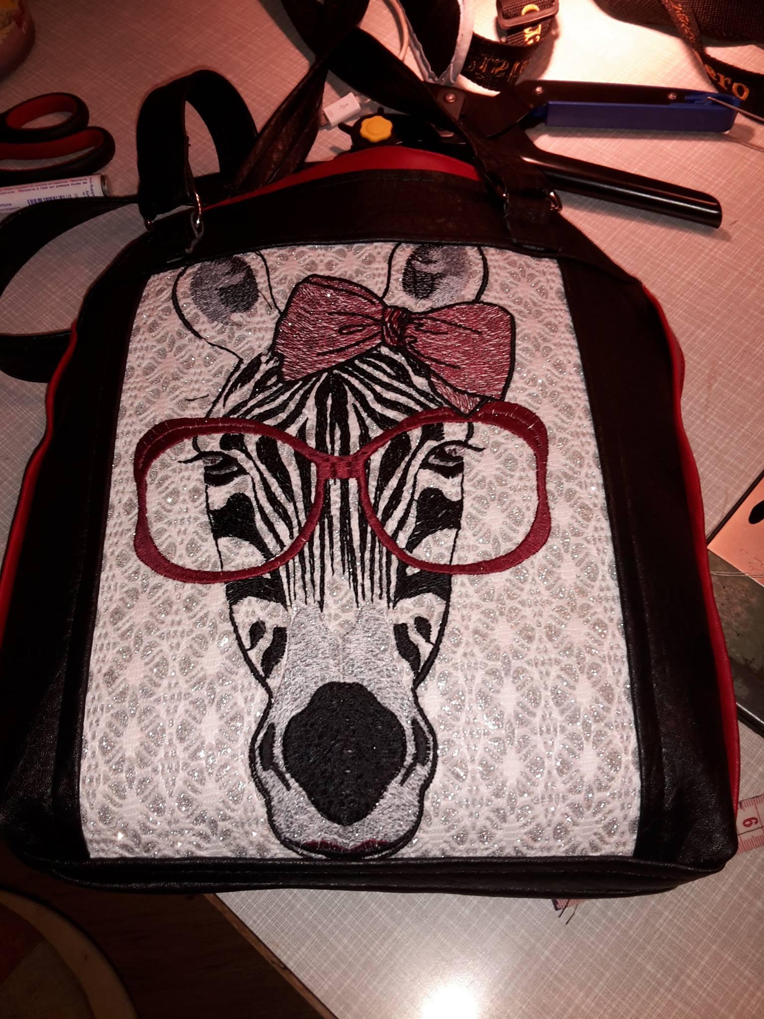 Bag with free machine embroidery
