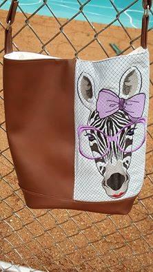 Bag with zebra free embroidery