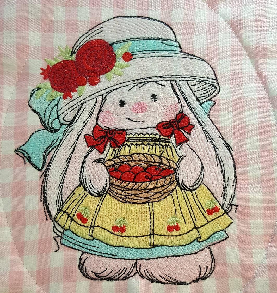 Bunny girl embroidery design