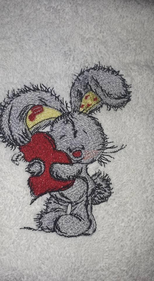 Bunny with heart  embroidery design