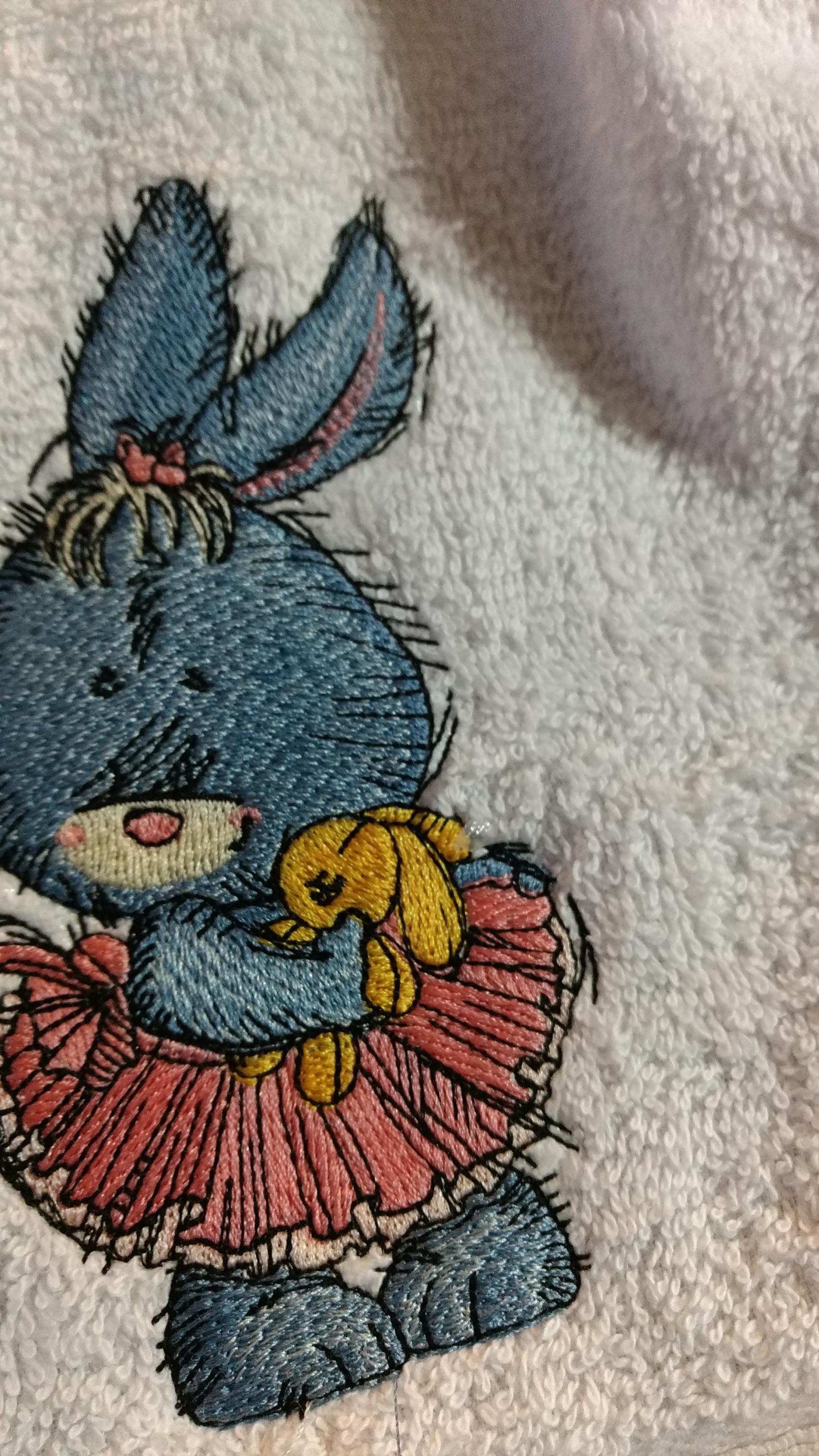 Close up bunny in tutu embroidery design