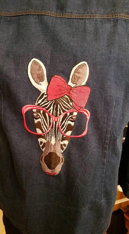 Denim jacket embroidered with Zebra free design