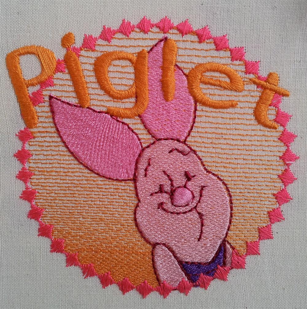 Badge with Piglet free embroidery design