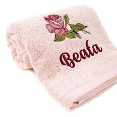 Embroidered towel with Roses design