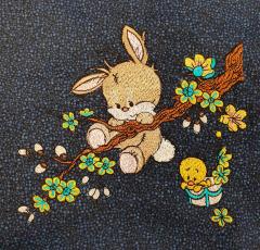Bunny on branch embroidery design