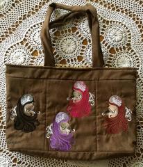 Crafting Bags with Charming Pretty Girls Free Embroidery Design