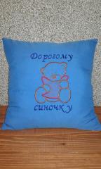 Embroidered cushion with Cute bear design