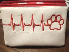 Love with a Handbag and Adorable Heartbeat and Paw Embroidery Design