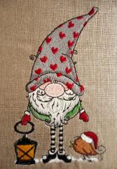 Gnome in cap with hearts embroidery design