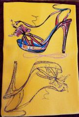 High heels shoes embroidery design