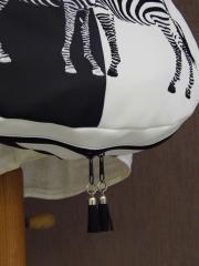 Embroidered bag with free black and white design