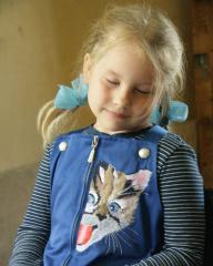 Embroidered girl's jacket with kitty free design