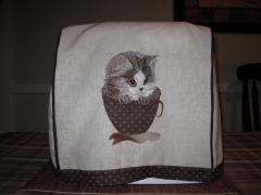 Embroidered kitchen cover with cat applique embroidery design