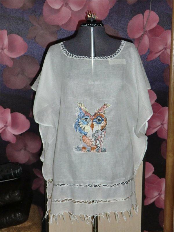 Women's blouse with Owl in colors free embroidery design