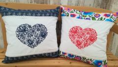 Embroidered cushions with Heart design