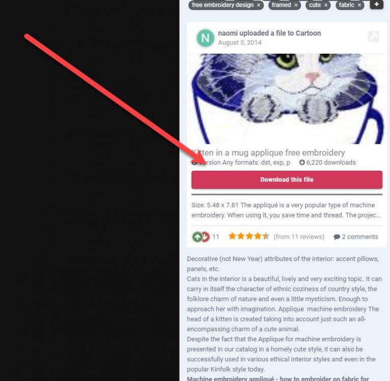 How download kitten free embroidery design