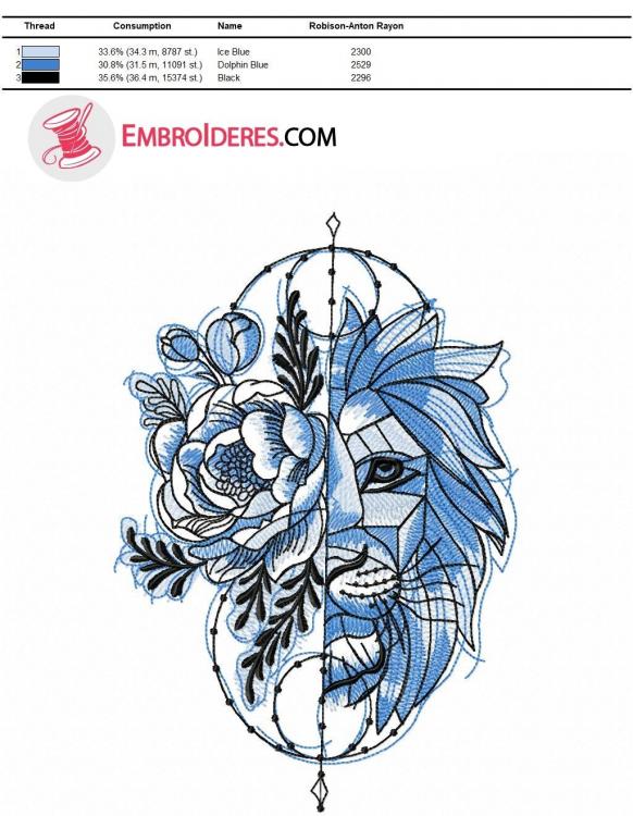 Color chart for lion embroidery blue variant