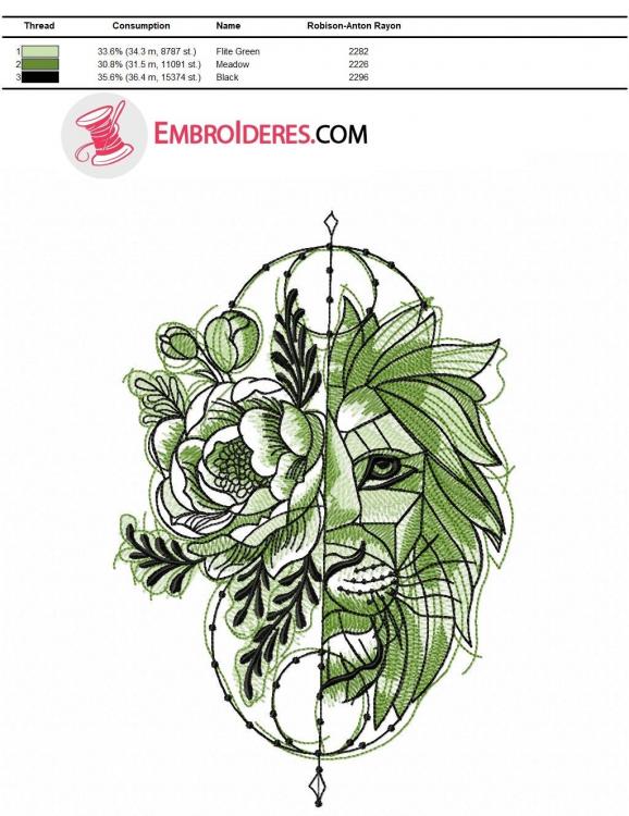 Color chart for lion embroidery green variant