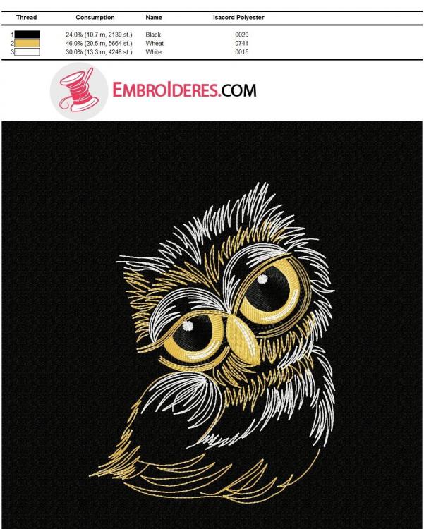 Color chart Sleepy owl Isacord polyester color chart