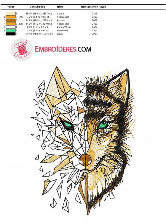 Color chart wolf embroidery in brown palette