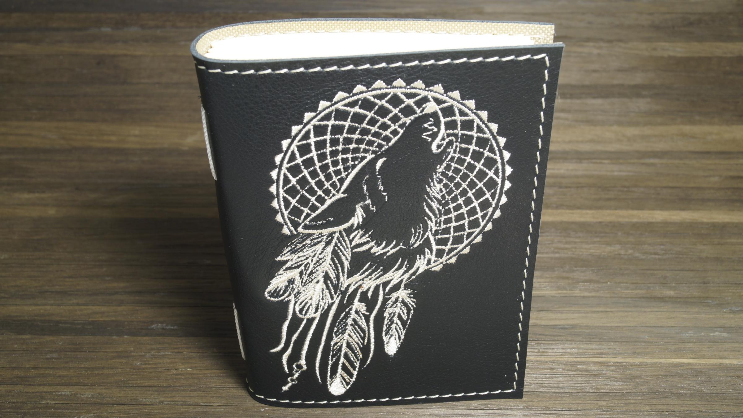 Embroidered cover with Wolf dreamcatcher design