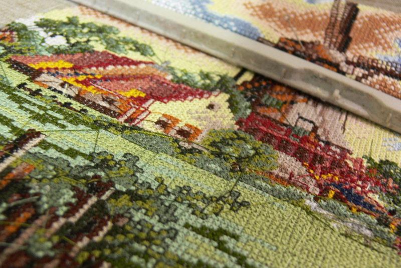 Cross stitch houses closer look