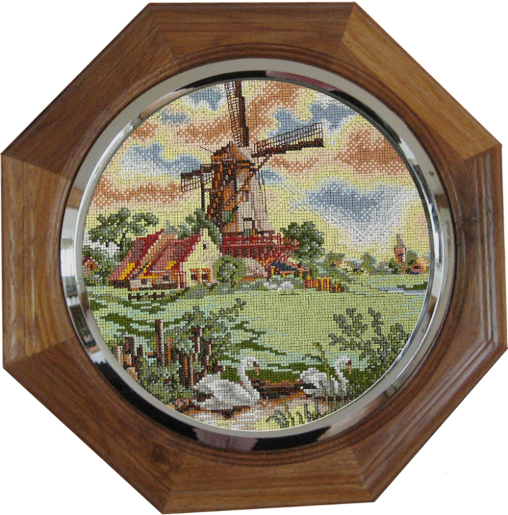 Cross stitch in wooden frame