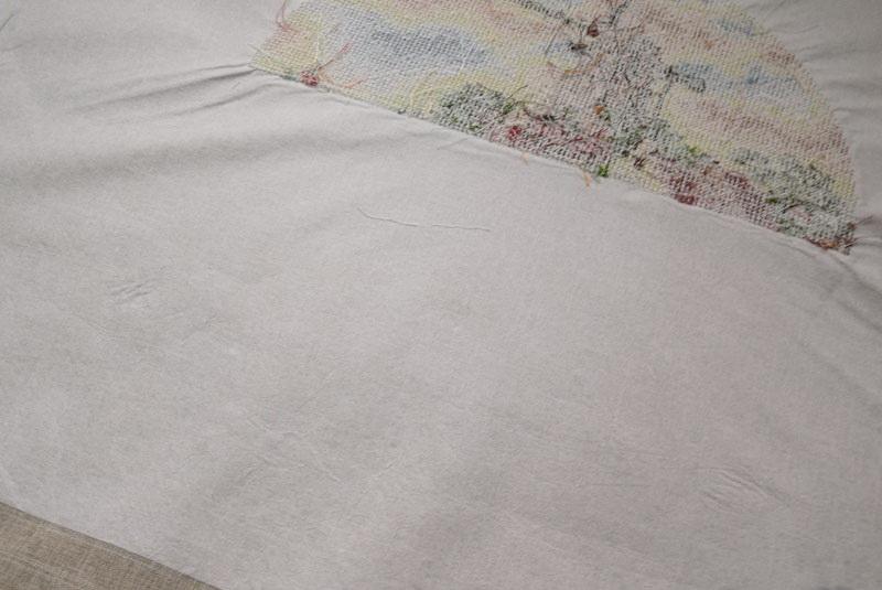 Cross stitch embroidery wrong side