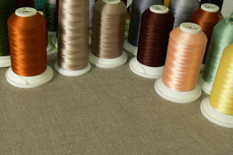 Embroidery threads on spools