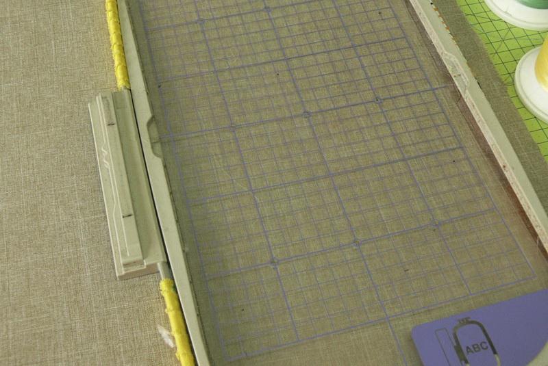 Fabric with plastic template on it