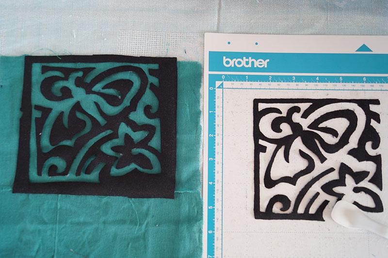 Applying applique to colored fabrics Cutout for applique