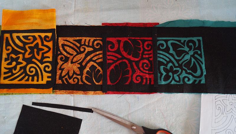 Ready applique pieces Four-colored applique