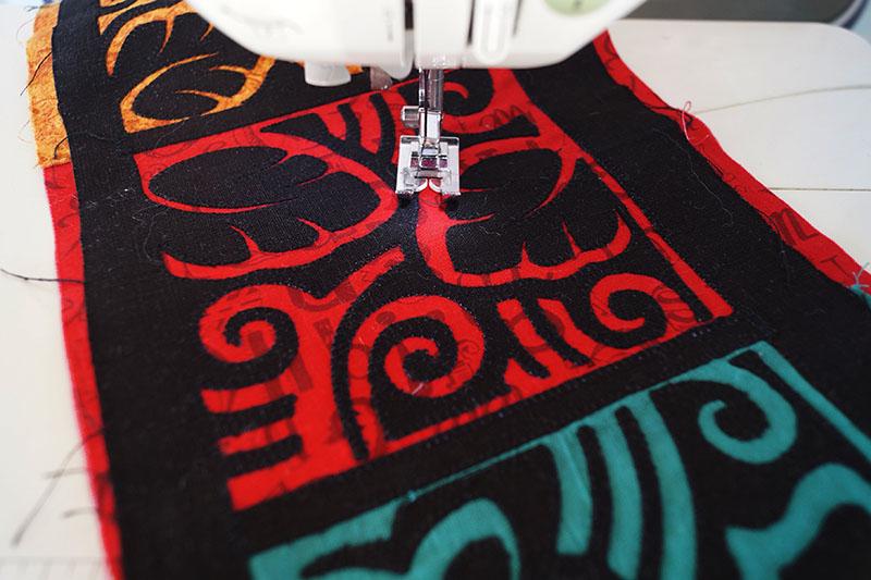 Assembling applique, step 2 Yellow and red applique pieces