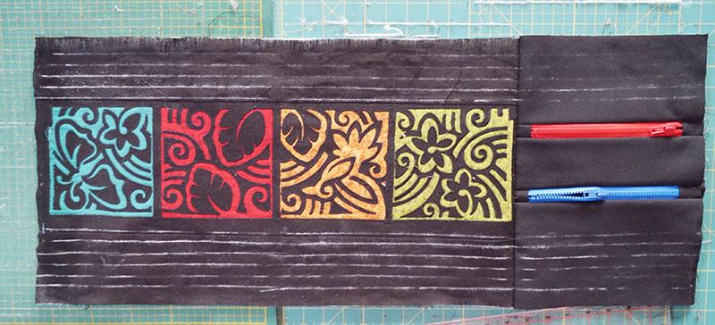 Hawaiian bag panel with zippers Semi-finished bag