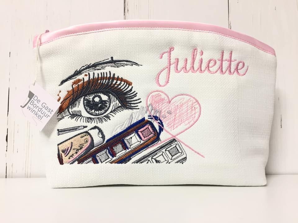 Charming Cosmetics Bag with Makeup Embroidery Design for Fashionistas