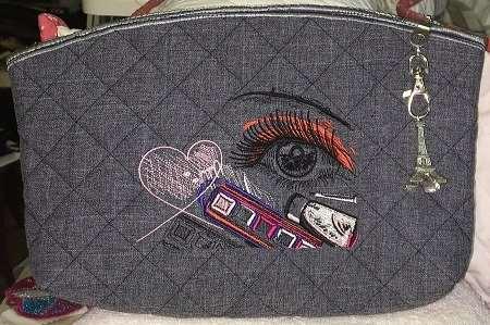 Discover the Chic Cosmetics Bag with Makeup Embroidery Design