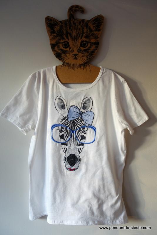 Embroidered t-shirt with Zebra design