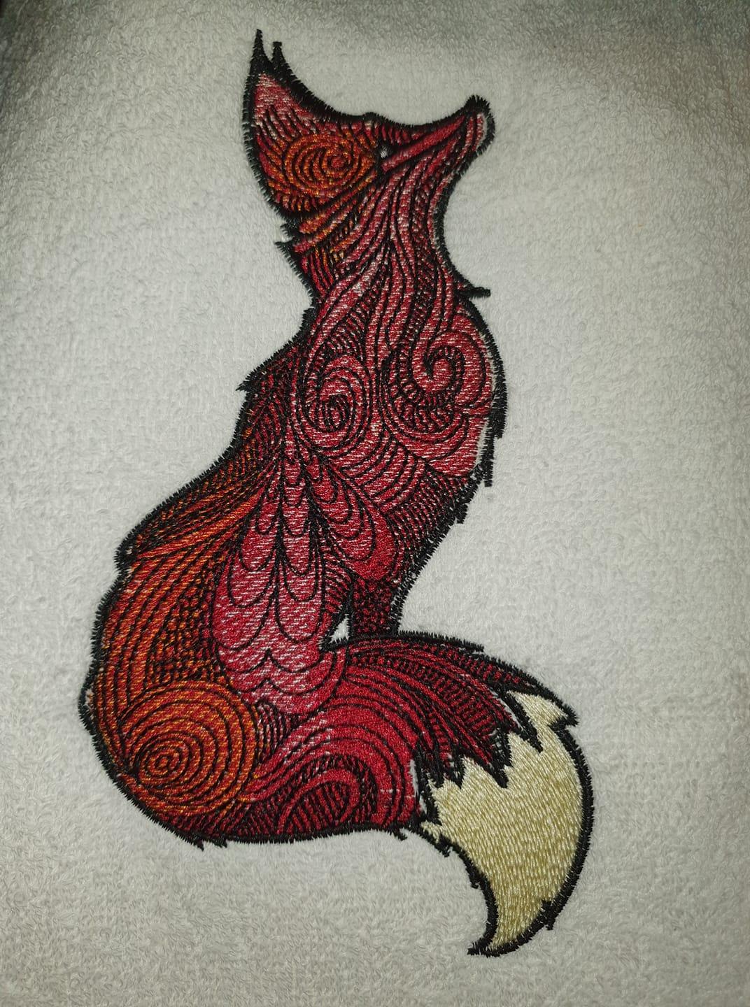 Mosaic fox embroidery design