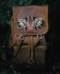 Unleash Wild Side: Backpack with Eyes of Tiger Embroidery Design