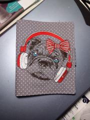 Jazz up Your Cover with a Dog in Headphones Embroidery Design