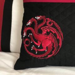 Embroidered cushion with Dragon design