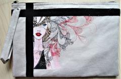 Handbag with Beautiful Girl Embroidery Design Elegance Functionality