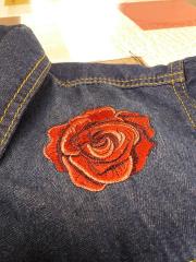 Embroidered jeans jacket with Rose design