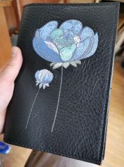 Exquisite Embroidered Leather Cover with Flowers Design