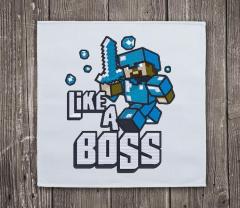 Embroidered napkin with Boss design
