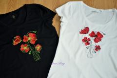Embroidered t-shirts with poppies design