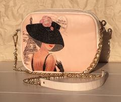 Enigmatic Elegance: Embroidered Woman Bag with Mysterious Lady Design