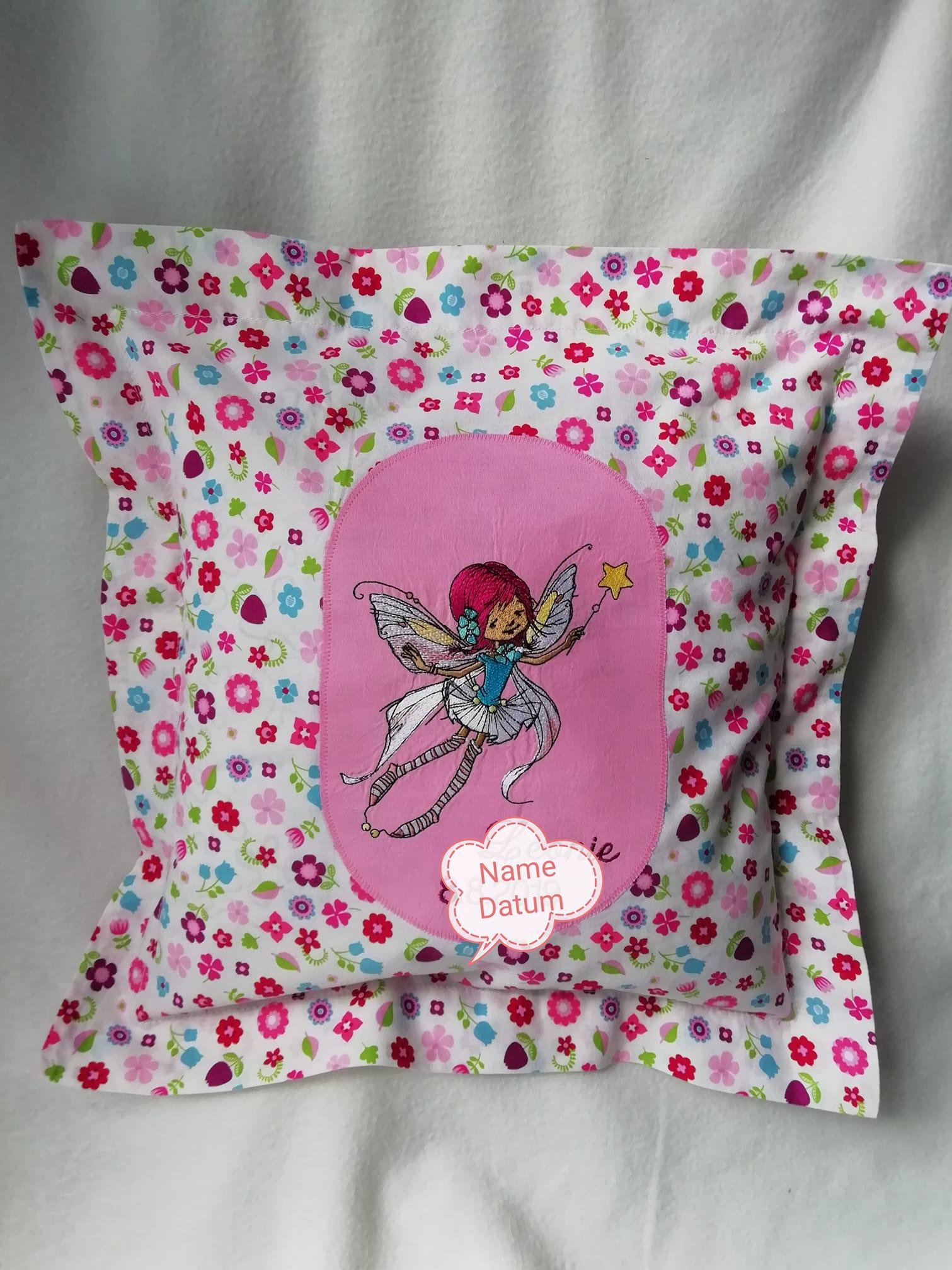 Embroidered pillow with Little fairy design