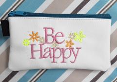 Be Happy: An Embroidery Design for Handbag that Radiates Positive