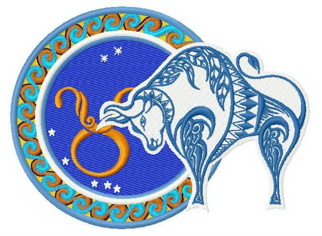 Zodiac sign Taurus embroidery design